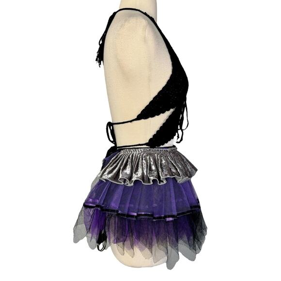 Y2K Crochet Butterfly Top Velvet Mesh Tutu Outfit Gothic Festival Cyberpunk OS - Picture 6 of 15